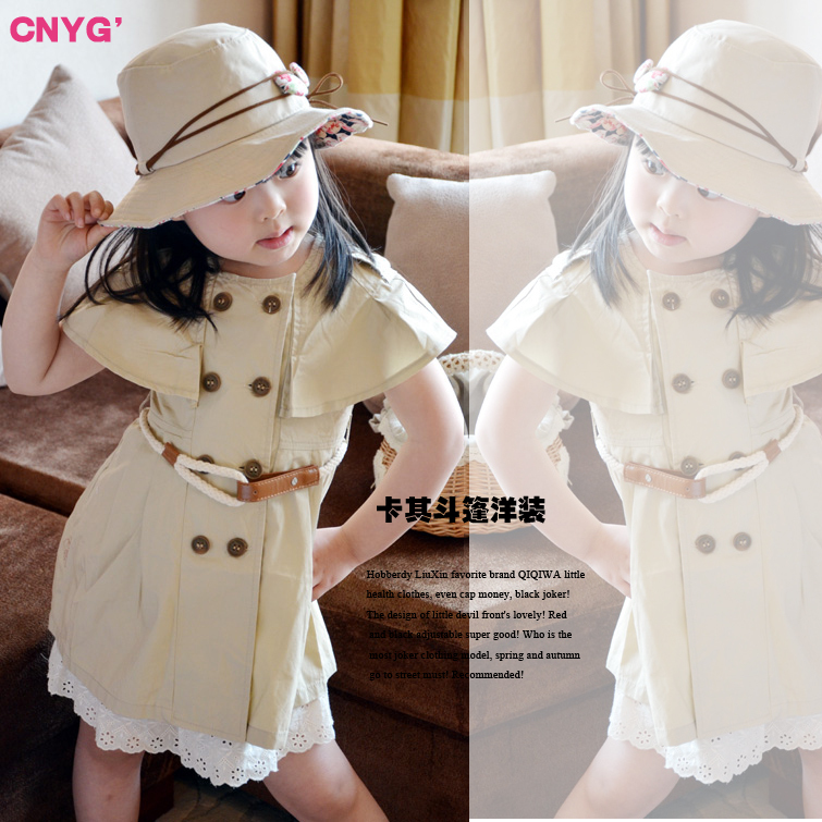 new free shipment children's clothing elegant ladies khaki casual double breasted trench belt 68 48