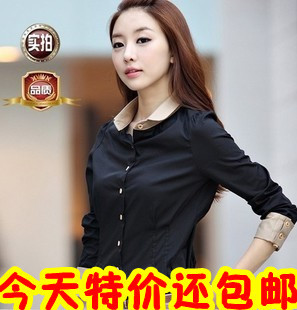 new free shippig new 2012 WOMEN autumn and winter plus size slim women's shirt long-sleeve chiffon female top shirt autumn happy