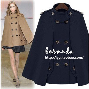 new FREE SHIPPING 2012 WINTER WOMEN CLOTHING Fashion double breasted cloak trench woolen short jacket british style christmas