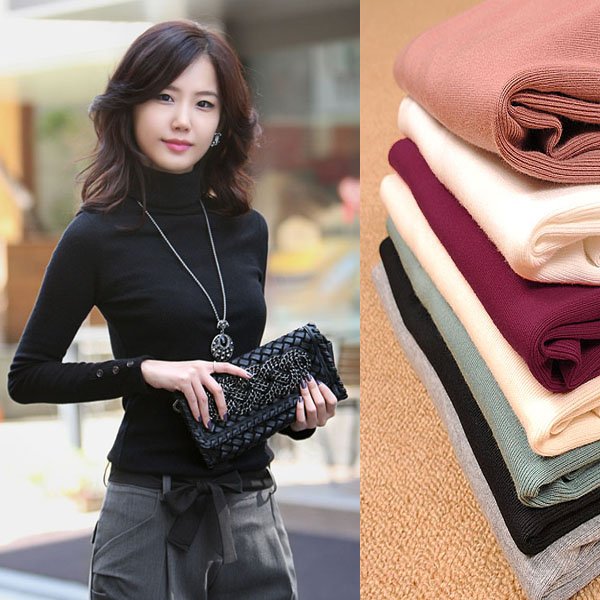 NEW Free shipping Autunmn and Winter, Elegant Fashion Knitting SEXY style High choker Neck Ladies Sweaters 7 Colors M L XL W001