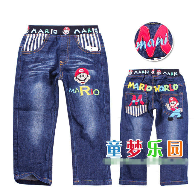 New Free shipping hot sell 5pcs/lot baby boys&girls cartoon Super Mario Jeans/children demin trousers/kids casual jeans pants