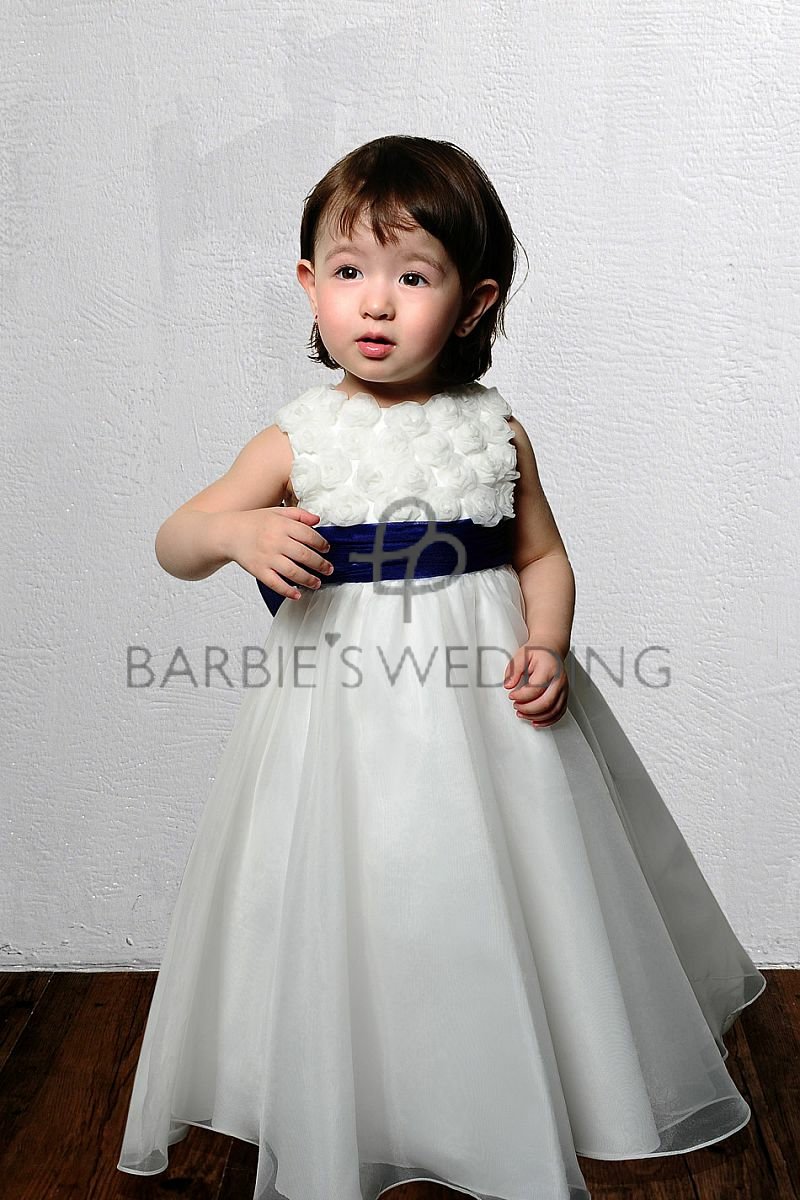 New! Free Shipping Organza Bateau A-line with Appiques/Sash Flower Girl Dress