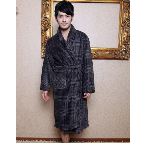 New Free Shipping Sweets male autumn and winter thickening coral fleece robe bathrobes men's lounge sleepwear