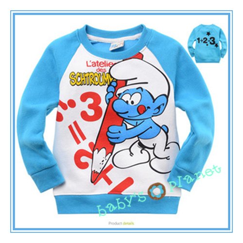 new freeshipping The Smurfs winter children hoody/girl&boy cartoon sweater/autumn&winter coat/6pcs/lot  hotsale
