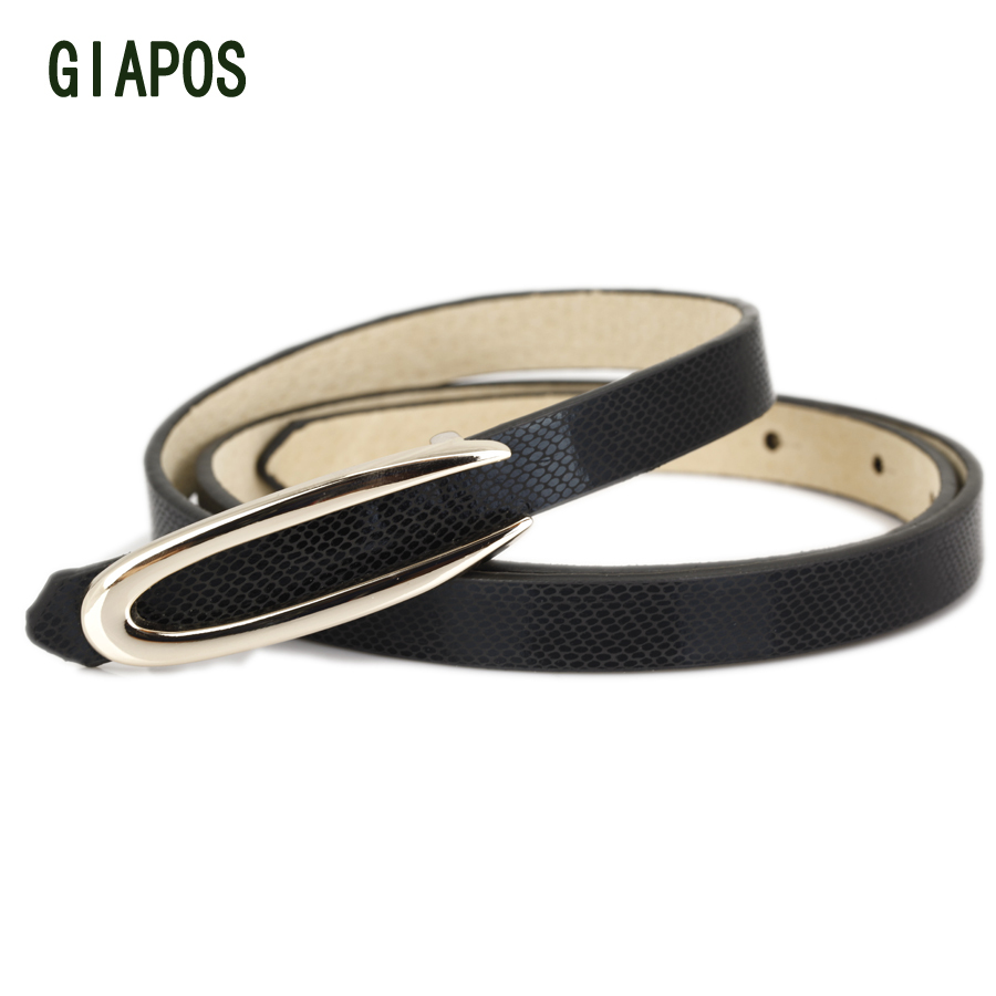 New Genuine Leather Belt For Ladies Dress Thin Leather Belt All-match Snake Pattern Free Shipping