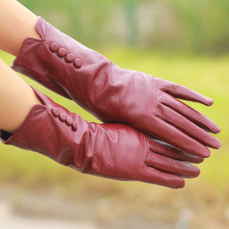New genuine leather sheepskin long gloves