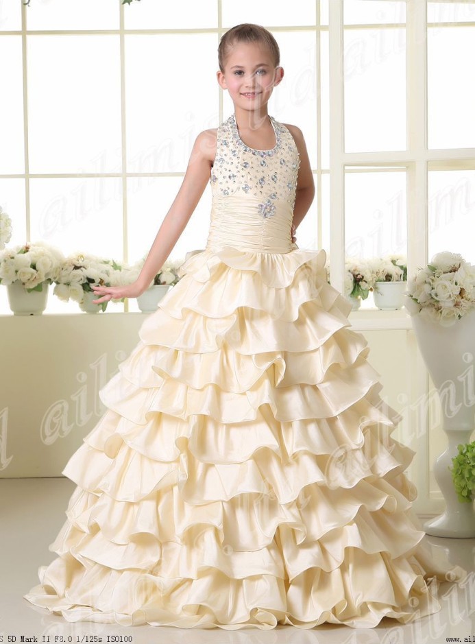 New Girl Kids Pageant Bridesmaid Dance Party Princess Ball Gown Formal Dresses