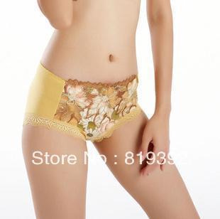 New gold women underwear sexy panties with printing craft shorts retail and wholesale 10pc lot free shipping