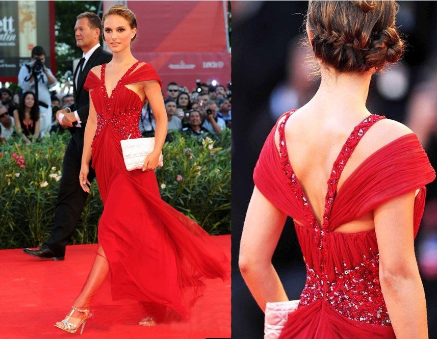 New Gorgeous A-Line V-Neck Off-the-Shoulder Celebrity Dresses Inspired At 67th Venice Film Festival