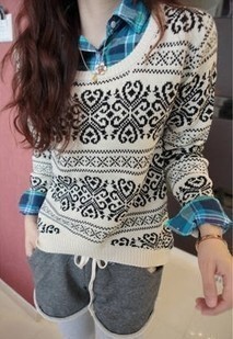 New gothic vintage disk flowers pattern sweater female