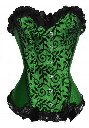 New  Green lace up boned   basque  corset busiter lingerie S-2XL