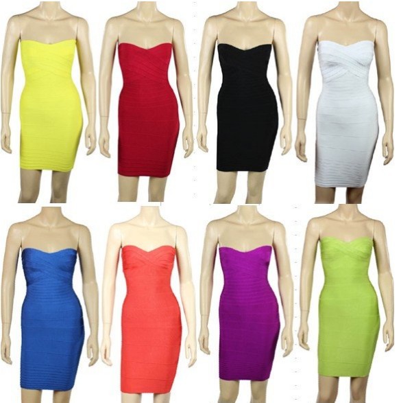 new green style Strapless bandage dress