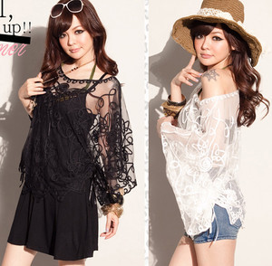 New Gypsy Women Lady Boho Sexy Sheer Lace Crochet Batwing Poncho Top