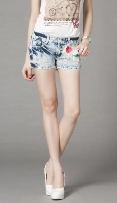 New han edition summer bull-puncher knickers female joining together torn light color flash shorts show thin jeans tide