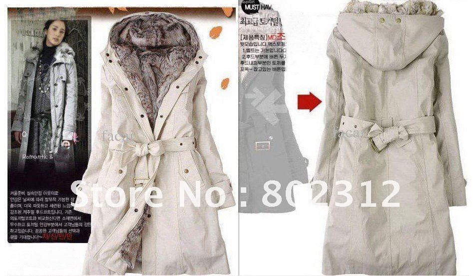 New Hooded Women's Fur Winter With Faux Fur Ling Long Coat Outerwear size:S,M,L,XL,XXL