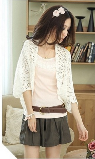 New Hot Fashion Korea Design Women Hollow Sweater Shawl Shrug Jacket Lady Casual Sweet Knitwear Cardigan
