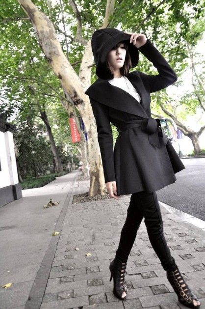New Hot Female's Hooded Trench Coat Outerwear Top & Hoodie Dress
