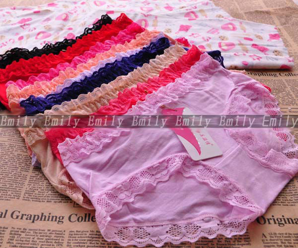New hot sale 12pcs Women's Free Size Underwear Mix  Lovely Voile lace lovely  Briefs