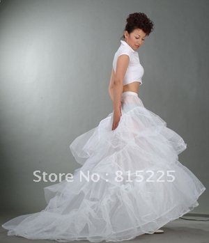 New Hot Sell Long Back Train Petticoat Underskirt  Ruffle Pleat  With Charming Chapel Train Wedding Dress  Bridal Gown