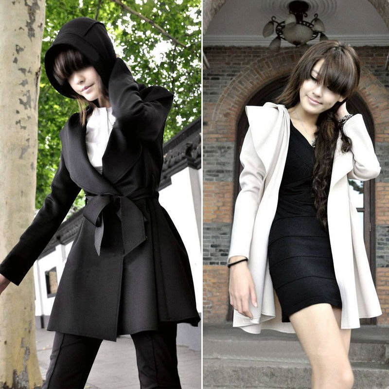 NEW HOT! WOMENS HOODED COAT TRENCH OUTERWEAR DRESS STYLE TOP WF-3519