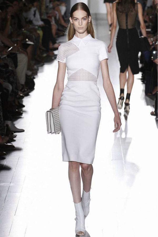 New In 2013 Spring/Summer Women's Fashion Turn-down Collar Short Sleeve Cutout Slim Dress Elegant Black/White Dresses