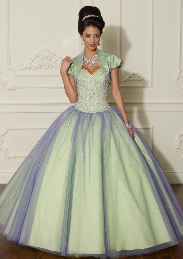 New In Trend Ball Gown Crystal/Beading Satin/Tulle Modest Quinceanera Dresses