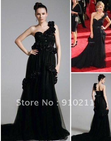 New In Trend Ginnifer Goodwin A-line One Shoulder Court Train Tulle Emmy/ Evening Dress