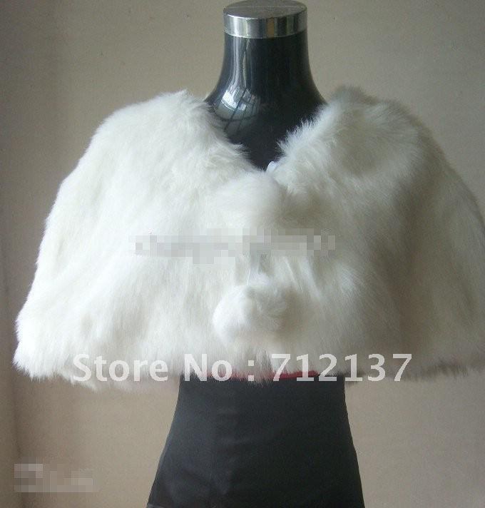 New Ivory  Faux Fur Rectangle Bride shawl Wrap shrug Bolero jacket   B109