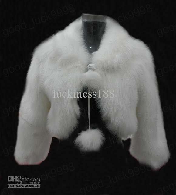 New ivory Faux Fur Wrap Coat Bridal Short jacket winter