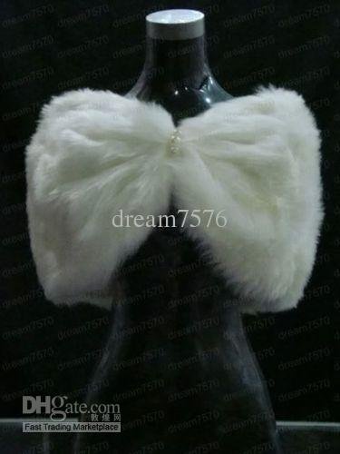 New ivory Faux Fur Wrap Shrug Bolero Coat Bridal Shawl