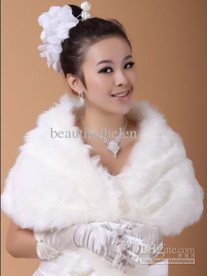 New Ivory Fur Bridal Wrap Shrug Pearl Coat Bridal Shawl Jacket Elegant Bridal Dresses