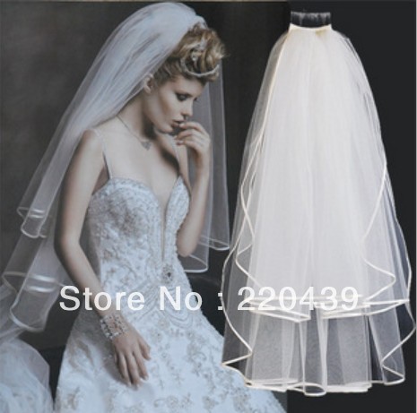 New ivory or white 2 layers Ribbon Elbow bridal veil wedding veils headdress comb Wholesale