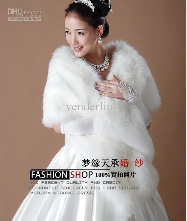 New IvoryWhite Bridal Shawl faux fur Wedding Shawl Warp Jacket formal Dress Long shawl Top Quality