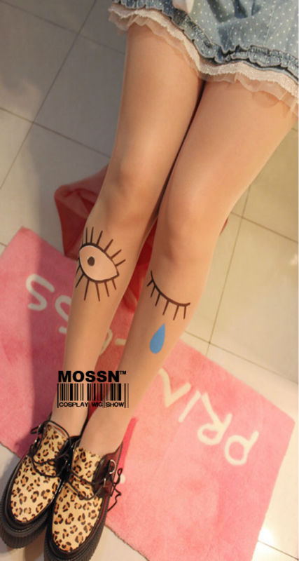 New Japan Stocking Wholesale Eyes Tatoo Pantyhose Shine Pattern Hosiery Tights Leggings