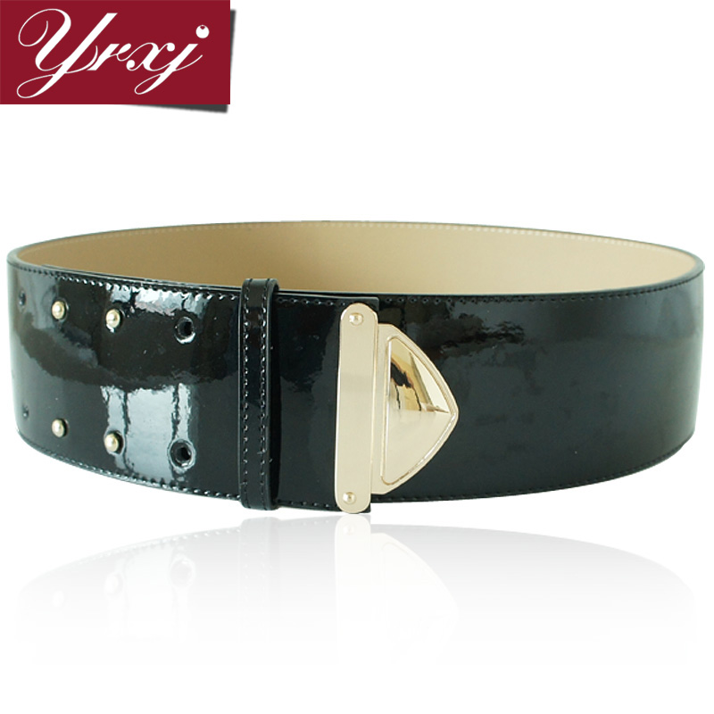 New japanned leather quality women's belt female wide belt fashion all-match ultra wide cummerbund cronyism t035