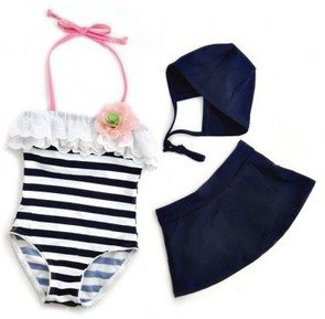 New! kid stripe beachwear with lace 3~6T,baby girl swimwear,cute child swimsuit,infant bikini,baby swimsuit,Cool baby costumes