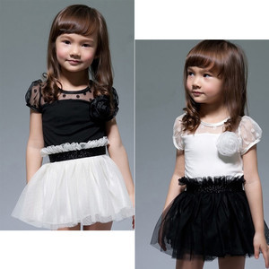 New Kids Toddlers Girls White Black Flower Princess Tutu Mini Dress 2 7yrs
