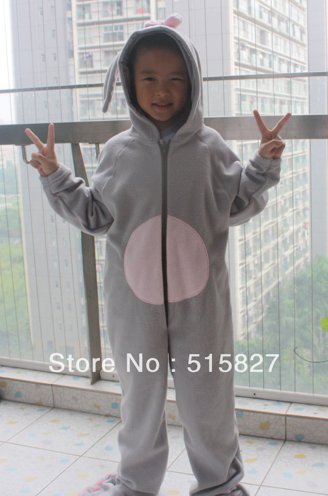New Kigurumi Pajamas Child Pyjamas Cosplay Halloween Party Costume Gray Rabbit