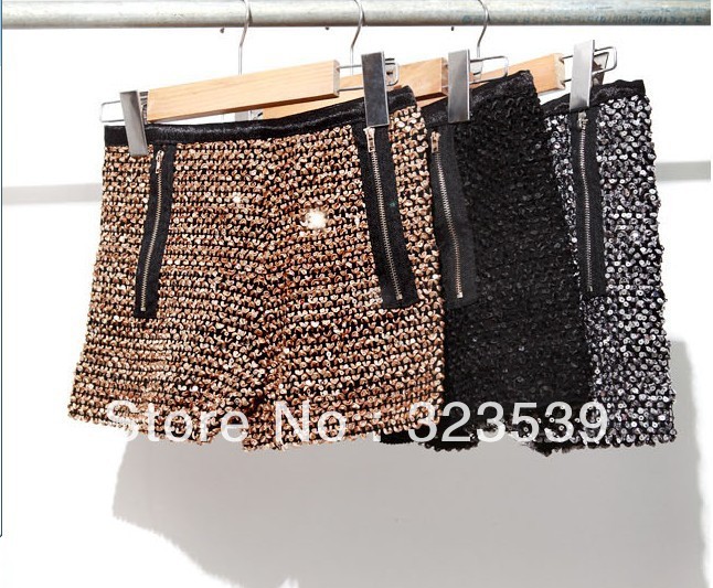 New Korea design lady sexy&club shining short pants women sequins zipper BLNGBLING shorts Free Shipping