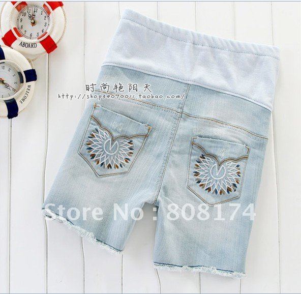 New Korean Maternity Pants summer denim shorts and summer maternity worn prop abdominal women Jeans