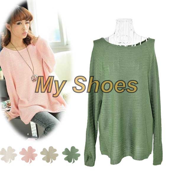 New Ladies Batwing Round Neck Wool Knitted Pullover Jumper Casual Loose Long Sweater 4Colors Free shipping 9391
