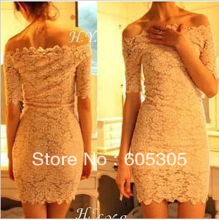new ladies' Elegant Strapless sexy club collar lace dress free shipping 984