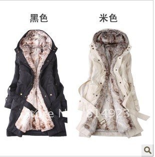 New ladies long autumn and winter jacket fur tick coat windbreaker jacket