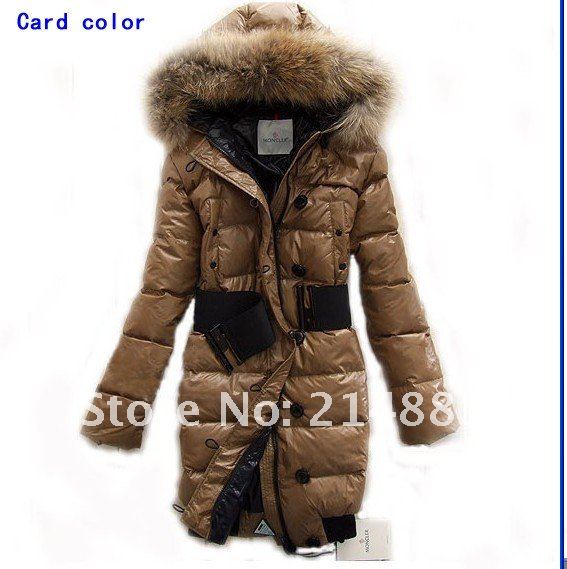 New ladies warm down jacket, padded, international brand 4 color black coffee color, thicken long down jacket