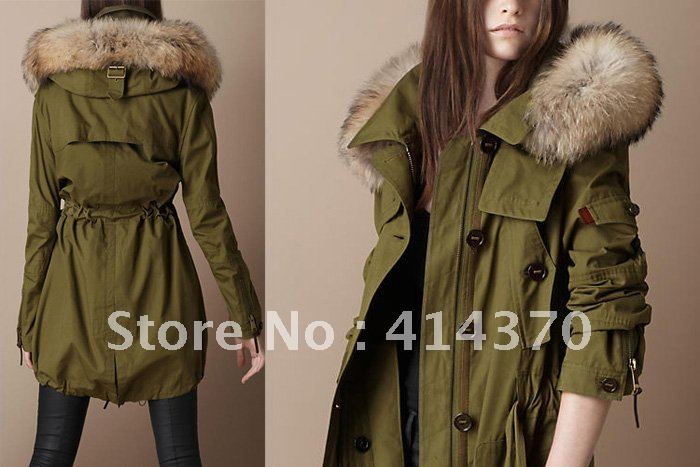 new lambs wool big collar army green big cotton-padded jacket pocket cotton-padded clothes coat thick jacket