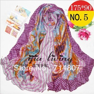 New long scarf foreign spun silk scarves  shawl Leopard Zebra Pendant  NO.5