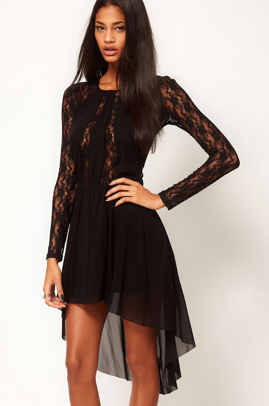 New long-sleeve lace tassel women's tuxedo fashion sexy one-piece dress 2624