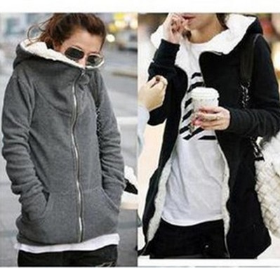 New Long Sleeve Zip Up Tops Outerwear Sweatshirt Hoodie Coat Jacket Women's