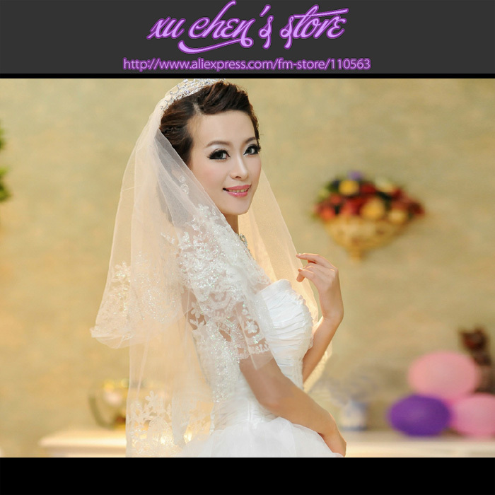 New Luxurious Bronzing of Lace Wedding jewelry bridal veil wedding veil bridal accessories Ivory white
