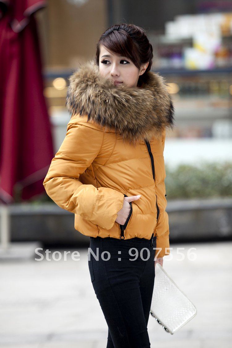 new luxury dyeing raccoon hair cultivate one's morality brief paragraph down jacket back coat female autumn short
